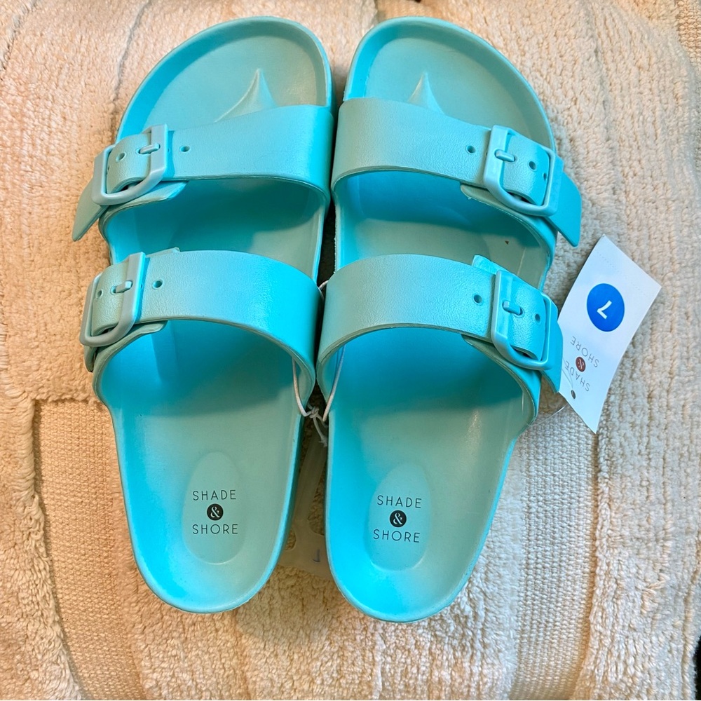 NEW Shade & Shore Turquoise Rubber Sandals Target